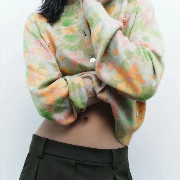 ZARA FLORAL BEADED CARDIGAN - Picture 7 of 12